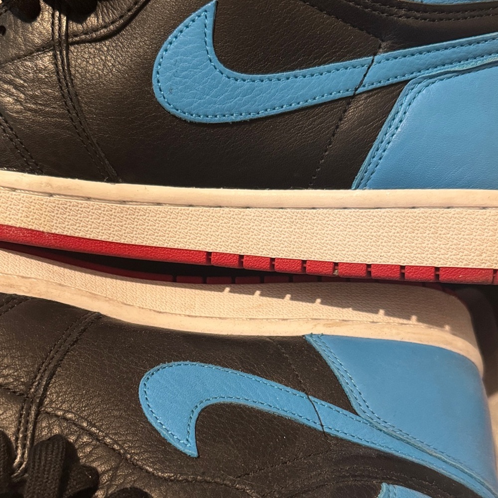 Nike Air Black with Blue and Red Accents - Picture 3 of 4